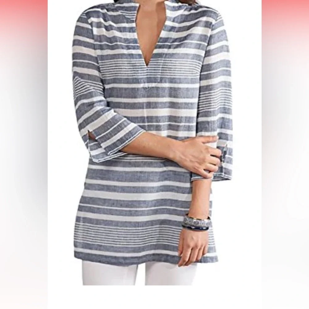 Mud pie New Melanie Navy Stripe Tunic Top Small - Picture 1 of 5